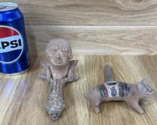 Lot of 2 Vintage Pre Columbian Style Tobacco Pipes Oddity