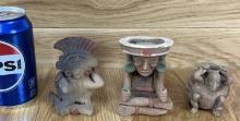 Lot of 3 Vintage Pre Columbian Style Figurines