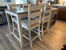 Solid Wood High Top Table W/ 4 Chairs 5x 2.6 X 3