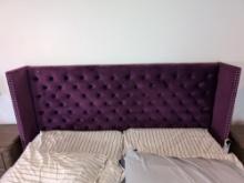 Tufted Purple Upholstered King Bed Frame With Headboard