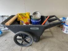 Rubbermaid Yard Cart With Miscellaneous Items