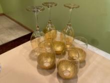 Set Of 7 Gold Ombre Wine Glasses