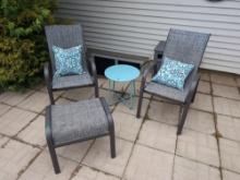 Outdoor Arm Chairs W/ Ottoman & Side Table