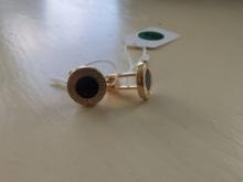 Gold-tone Greek Key Cufflinks With Black Enamel Inlay Â€“ Classic Round Design