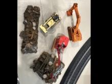 Lot Of 3 Construction Vehicles With Scrap Yard Diorama Bases