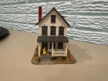 Detailed Ho Scale Victorian House With Porch, Figure & Landscaping