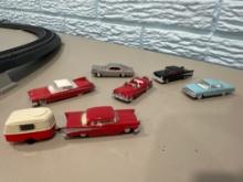 Ho Scale 1950s Convertibles & Trailer 6 Piece Travel Lot