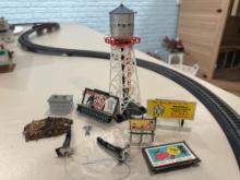 Ho Scale Scenery Lot Water Tower, Billboards, Scrap & Mini Figures