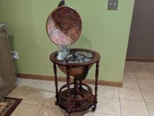 Vintage Italian-style Globe Bar Cart With Glassware