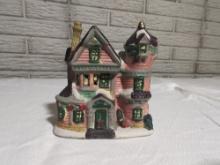 Cobblestone Corners Ceramic Victorian House Lighted Holiday Village Building