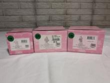 Precious Moments Pink Box Ornaments Set Of 3 Christmas Themed