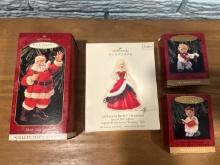 Keepsake Ornaments Santa, Barbie & Bearingers Set Of 4