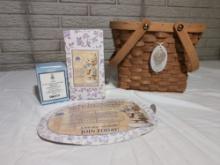 Precious Moments Gift Basket Set W/ Figurine, Candleholder & Insert
