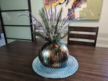 Round Vase With Artificial Florals