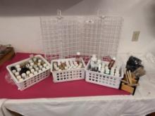 Acrylic Paint Racks, Acrylic Paints, and brushes