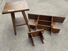 Small Vintage Table, Wood Shelving