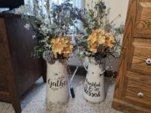 Decorative Milk Can & Pitcher Vases with Floral Arrangements