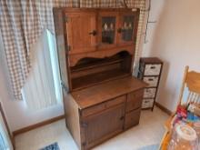 Antique Oak Hoosier-Style Cabinet