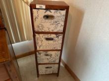 Tall Fabric Drawer Cabinet/Organizer / 4 decorative Totes