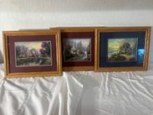 Thomas Kinkade Framed Cottage Art Prints  Set of 3