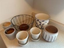 Various Planters, 2 Longaberger Pots