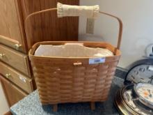 Longaberger Basket with handle, feet & liner