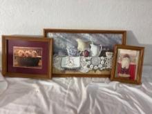 Framed Country Art Trio  Pitchers, Babies & Nostalgia