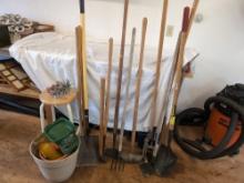 Assorted Garden and Hand Tools & Stool