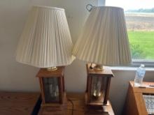 Pair of Vintage Oak Table Lamps