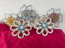 Large Layered Metal Wall Flower  Rustic Distressed Decor