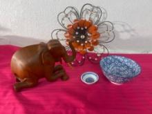 Decorative Elephant, Asian Bowls & Floral Wall Art