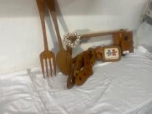 Rustic Wood Decor Set  Fork & Spoon, Vintage Stocking Stretchers & More