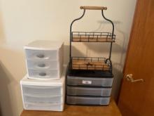 Plastic Drawer Units & 2-Tier Metal Rack