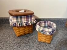 Longaberger Tissue Cover & Small Basket Set