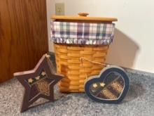 Large Longaberger Basket w/ Lid & Americana Decor