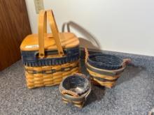 Longaberger Americana Basket Trio w/ Liners