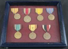 Collection of Seven WW2 Campaign Medals in a Shadow Box (JAA)