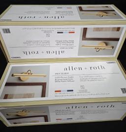 Lot fo 3 Allen + Roth Prichard Brushed Gold LED Battery Picture Light Brand New