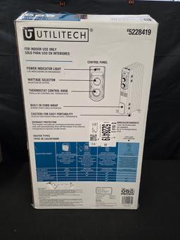 Utilitech Up to 1500-Watt Oil-filled Radiant Utility Indoor Electric Space Heater with Thermostat