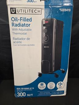 Utilitech Up to 1500-Watt Oil-filled Radiant Utility Indoor Electric Space Heater with Thermostat