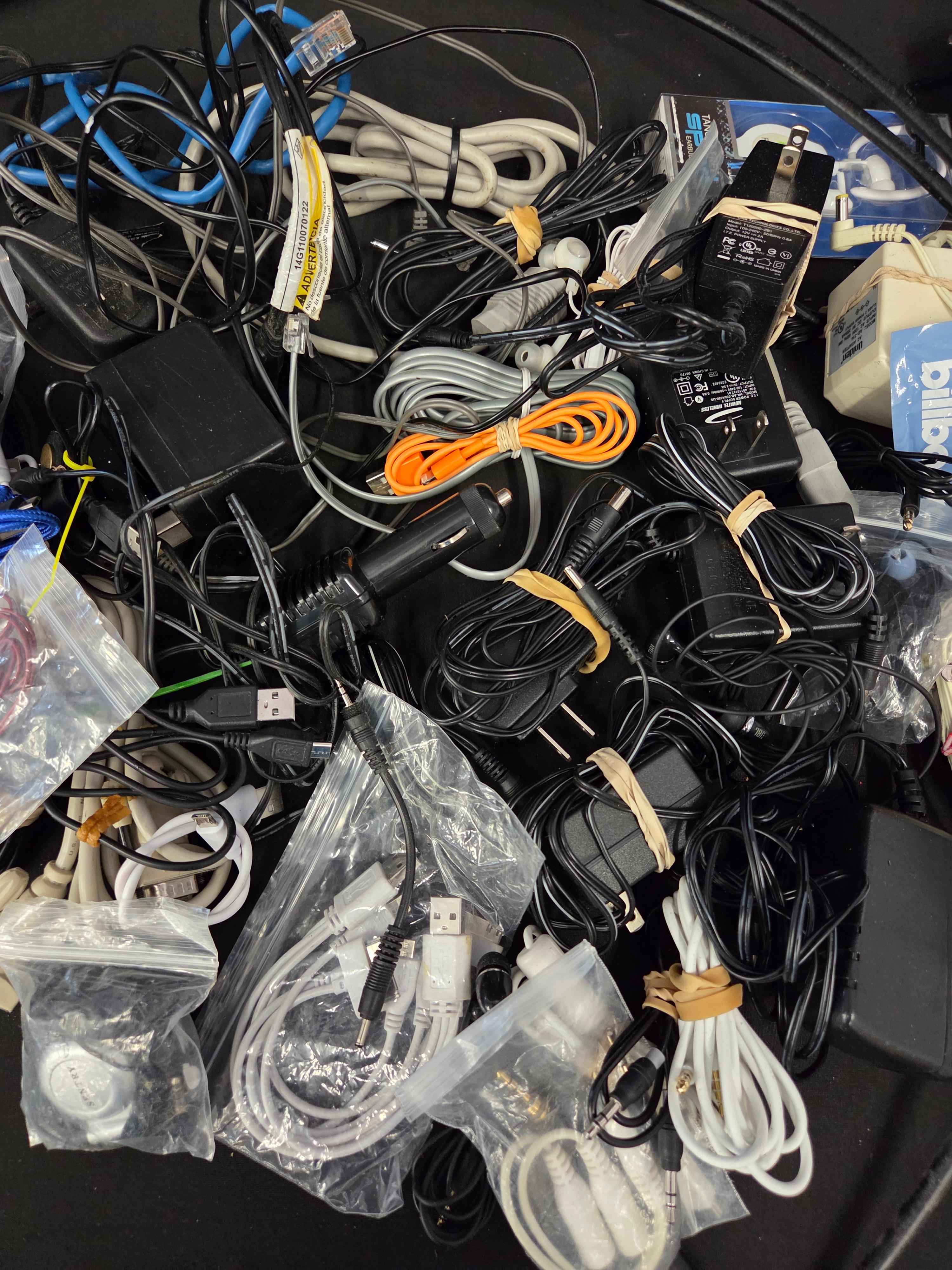 Huge Lot of Power Cables, Cord, Ethernet, USB, Coax