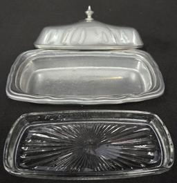 Vintage Wilton Pewter Armetale Queen Anne Butter Dish with Lid and Glass Insert