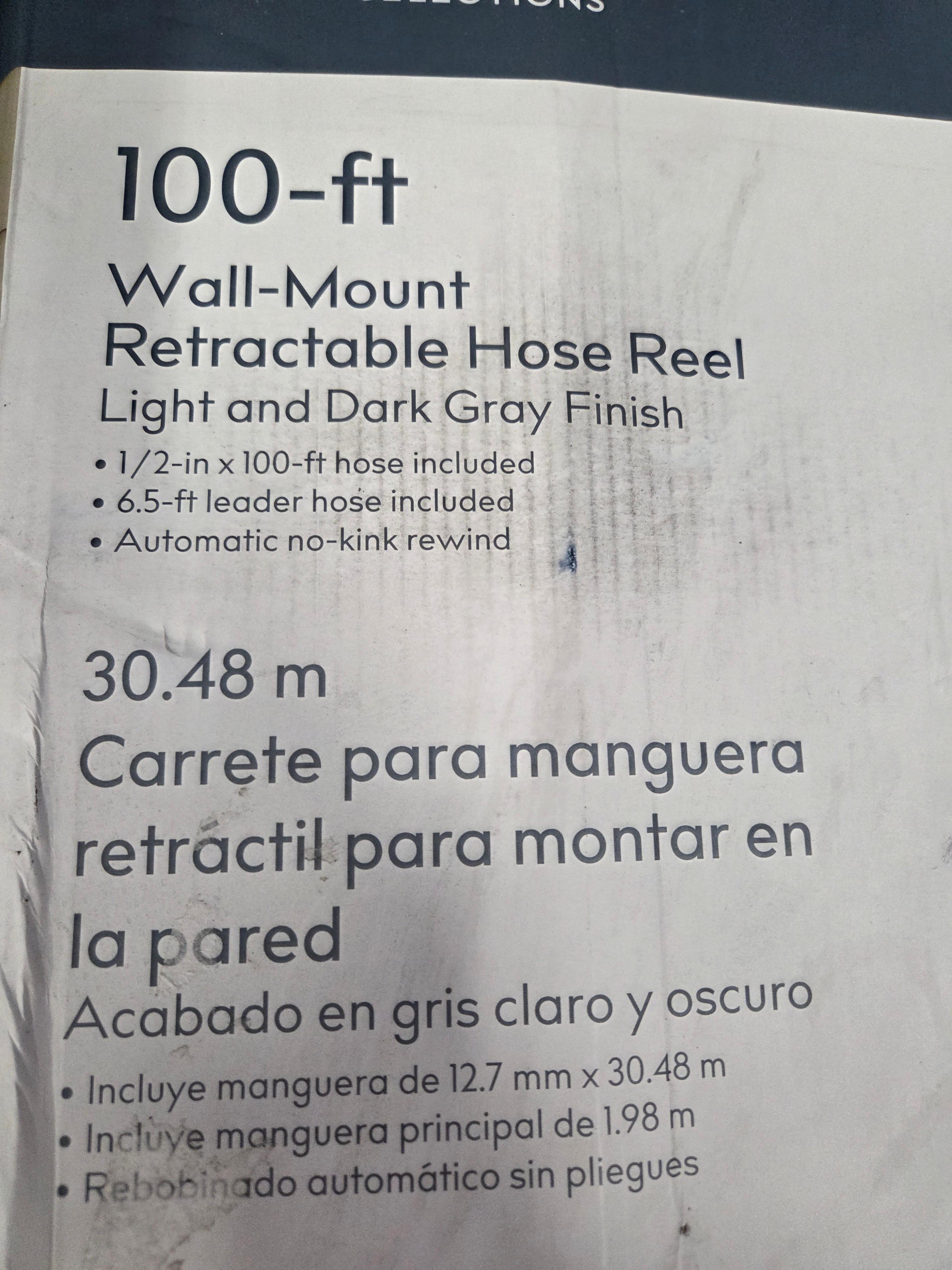 Wall Mounted Retractable Hose Reel 100' Feet Foot With Nozzle Style Selections
