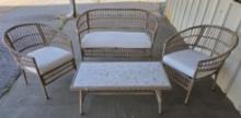 Brand New Outdoor Clifton 4-Piece Wicker Patio Conversation Set with Cream Cushions