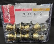 Kwikset Brass 2 Deadbolt and 2 Door Knob Set