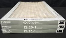 Lot of 3 MERV 5 12x20x1 Air Filters 3M Filtrete AC HVAC