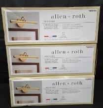 Lot fo 3 Allen + Roth Prichard Brushed Gold LED Battery Picture Light Brand New