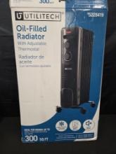 Utilitech Up to 1500-Watt Oil-filled Radiant Utility Indoor Electric Space Heater with Thermostat