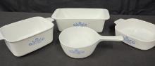 Lot of 4 Vintage Corning Ware Cornflower Dishes