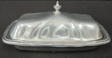 Vintage Wilton Pewter Armetale Queen Anne Butter Dish with Lid and Glass Insert